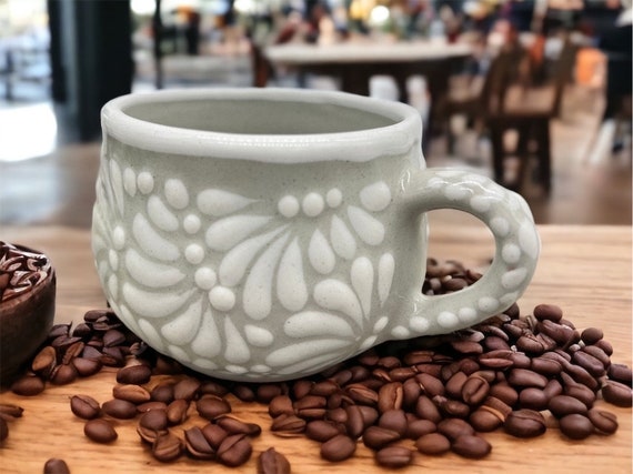 Cappuccino Cup, Mexican Coffee Mug, Puebla Talavera Pottery