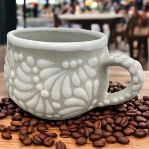 Cappuccino Cup, Mexican Coffee Mug, Puebla Talavera Pottery, Ceramic Thermos, Handmade Lead-Free, Custom Available