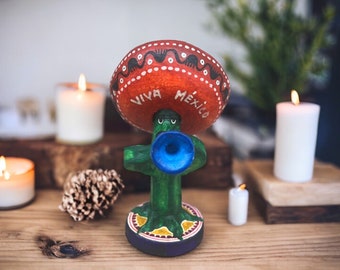 ミュージシャンサボテン、手作りの多色鮮やかなペイント、本物のメキシコの民芸品、ホームデコレーション、手作業で成形、ペイント、職人の工芸品