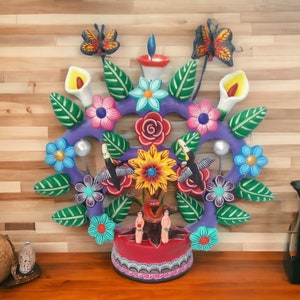 Candle Holder, Tree of life, Candelabra, Arbol de la vida, Mexican Pottery, Mexican Candelabra 9.44” High