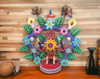 Candle Holder, Tree of life, Candelabra, Arbol de la vida, Mexican Pottery, Mexican Candelabra 9.44” High