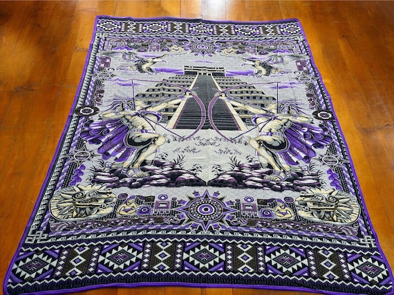 Bed Cover Throw Quilt Aztec Archers Chichén Itzá Mexican Handmade