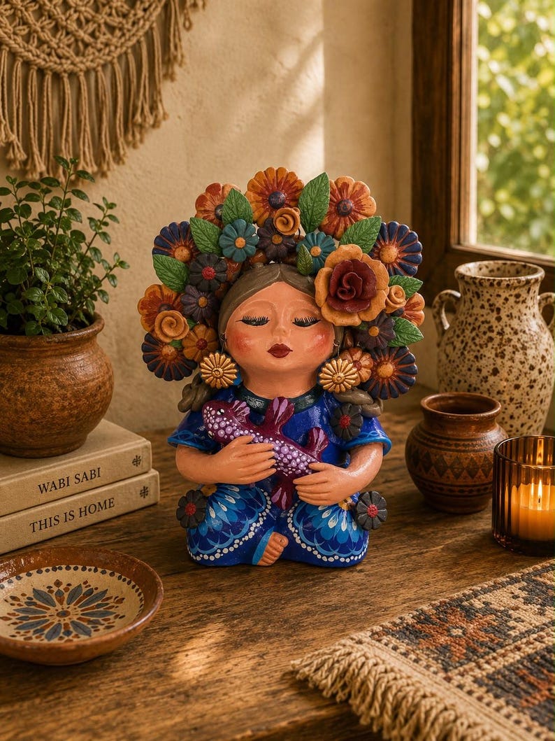 Pachamama-skulptur - Handgjord i Metepec Moder Jord-lerafigur, Spirituell folkkonst 12