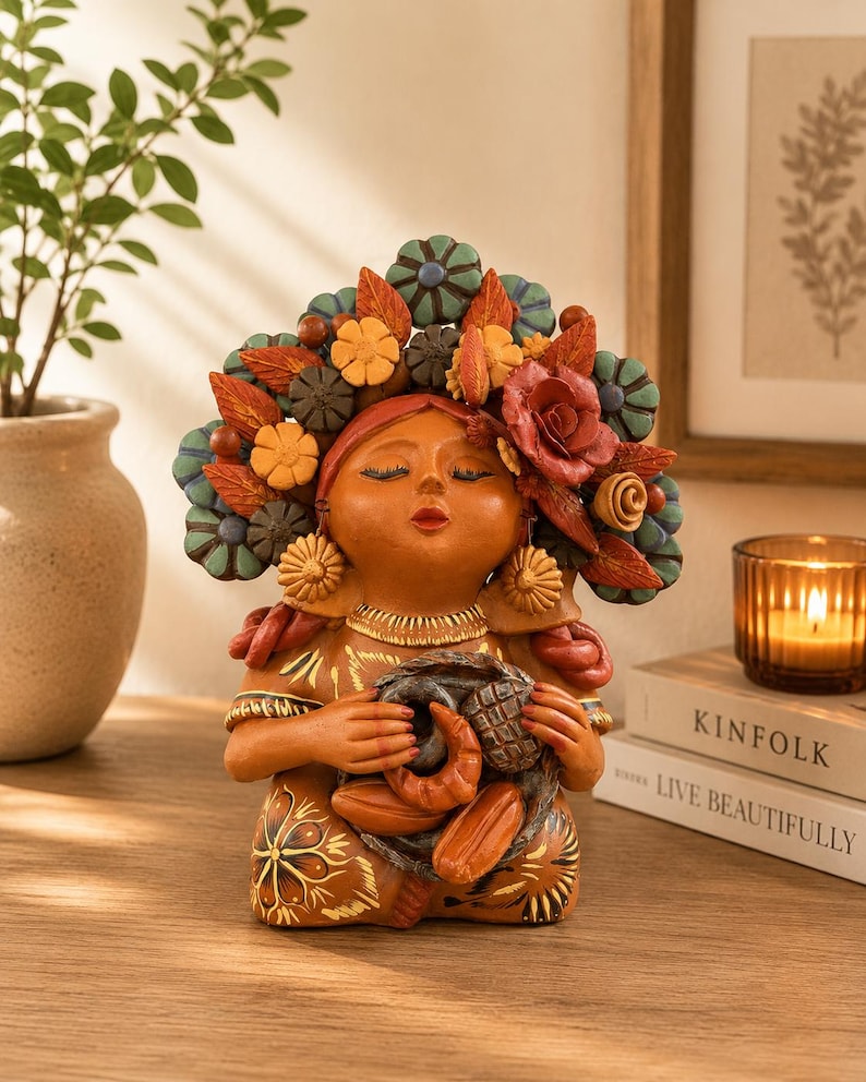 Pachamama-skulptur - Handgjord i Metepec Moder Jord-lerafigur, Spirituell folkkonst 08