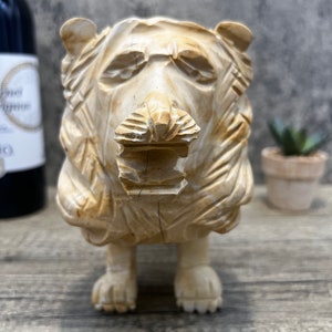 Lion figurine, Marble sculpture, Carved lion, Lion sculpture, carved stone animal image 5