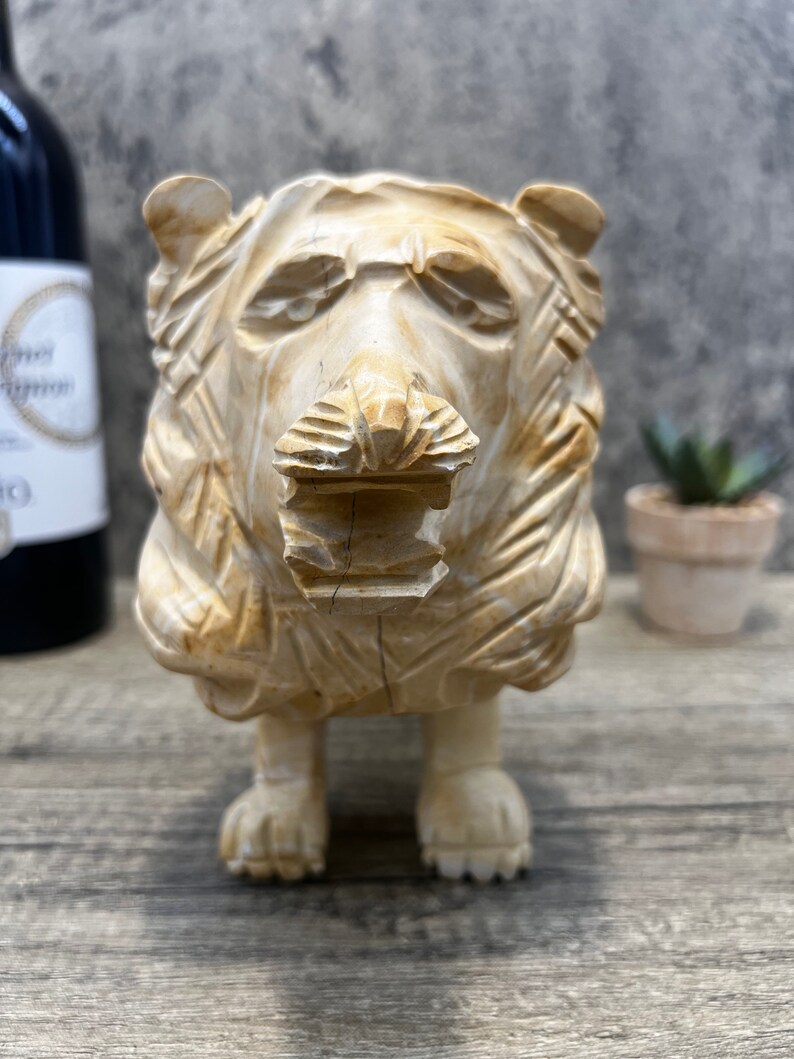 Lion figurine, Marble sculpture, Carved lion, Lion sculpture, carved stone animal image 5