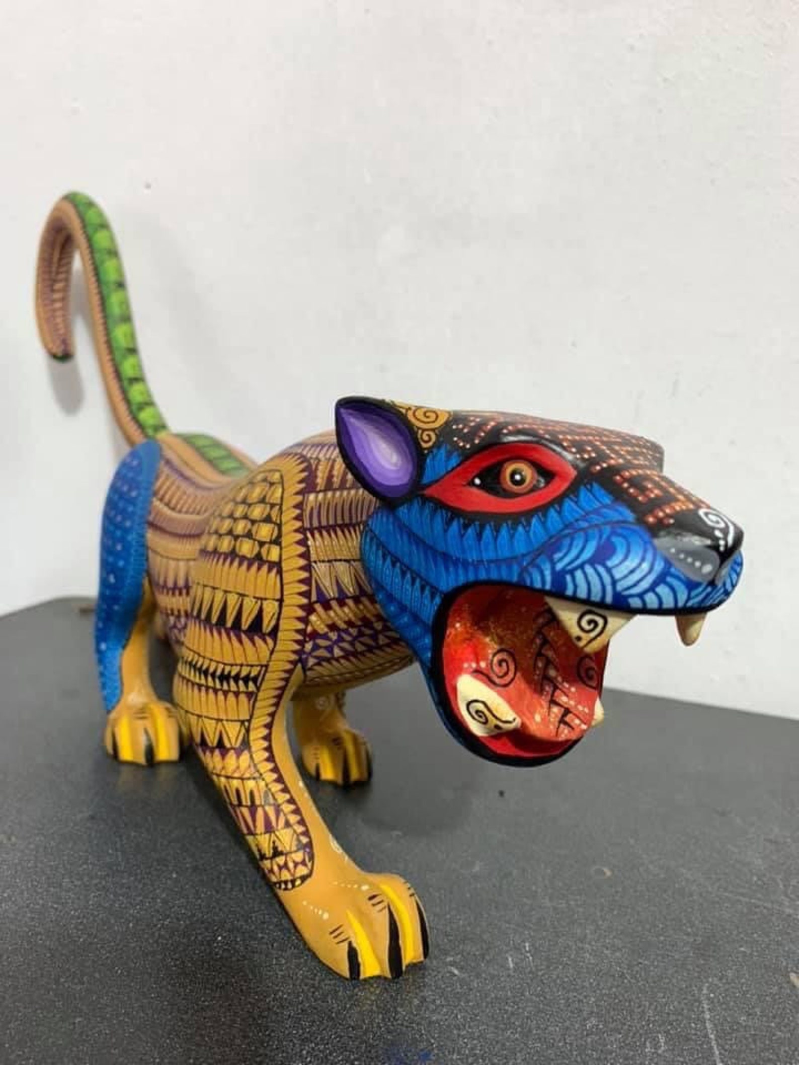 Jaguar Statue Mexican Folk Art Alebrije Sculpture Wooden | Etsy