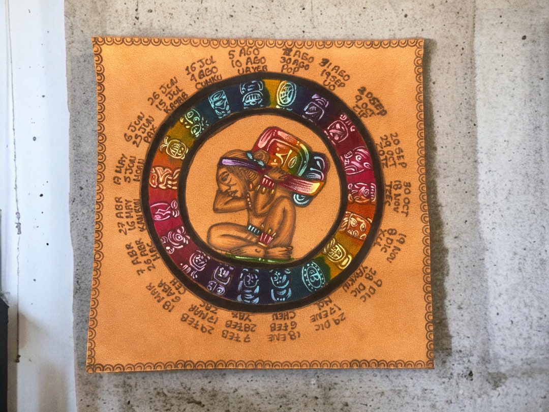 Handcraftedd Aztec Maya Leather Art: Exquisite Pyrography Cultural ...
