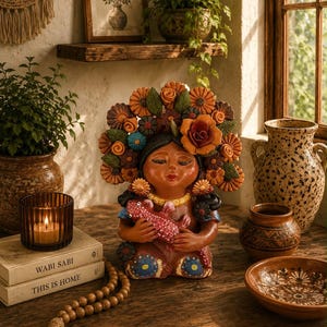 Pachamama-skulptur - Handgjord i Metepec Moder Jord-lerafigur, Spirituell folkkonst 11