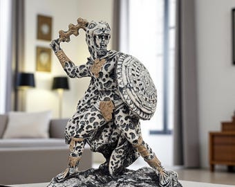 Guerrier aztèque au combat Décoration mexicaine, art aztèque, préhispanique, décoration aztèque, statue mexicaine