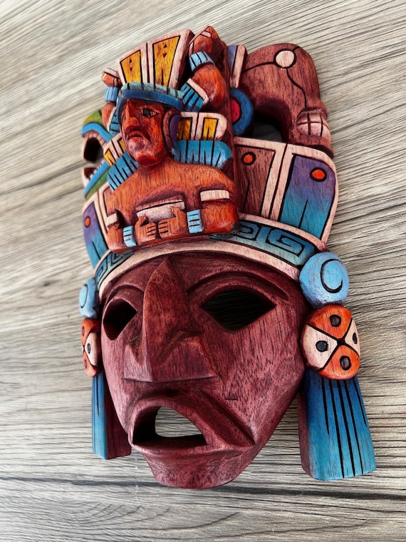 Prehispanic Wooden Mask, Mayan Culture, Made by Mayan Artisans