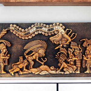 Arte Azteca, Arte Maya, Pintura Mexicana, El Sacrificio, Prehispánico, Talla en Madera, Hecho a Mano PEDIR PERSONALIZADO