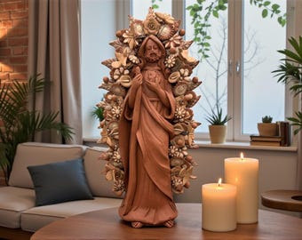 Estatua de arcilla de San Judas Tadeo de Metepec Estado de México, Artesanos de arte popular de San Juditas hechos a mano, decoración religiosa del hogar espiritual 15"