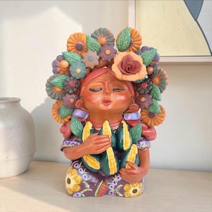 Pachamama-skulptur - Handgjord i Metepec Moder Jord-lerafigur, Spirituell folkkonst 02