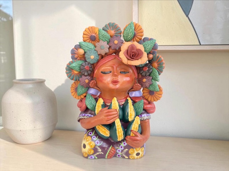 Pachamama-skulptur - Handgjord i Metepec Moder Jord-lerafigur, Spirituell folkkonst 02