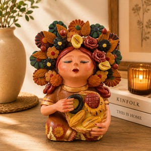 Pachamama-skulptur - Handgjord i Metepec Moder Jord-lerafigur, Spirituell folkkonst 06