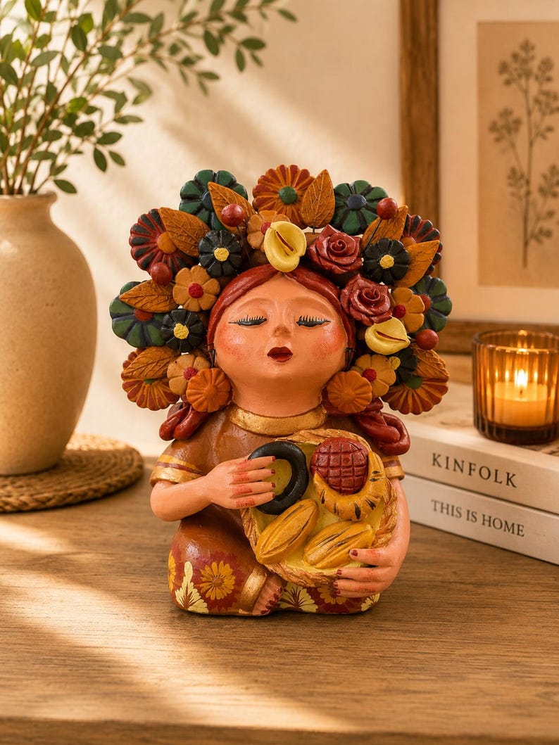 Pachamama-skulptur - Handgjord i Metepec Moder Jord-lerafigur, Spirituell folkkonst 06