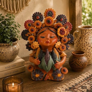 Pachamama-skulptur - Handgjord i Metepec Moder Jord-lerafigur, Spirituell folkkonst 09