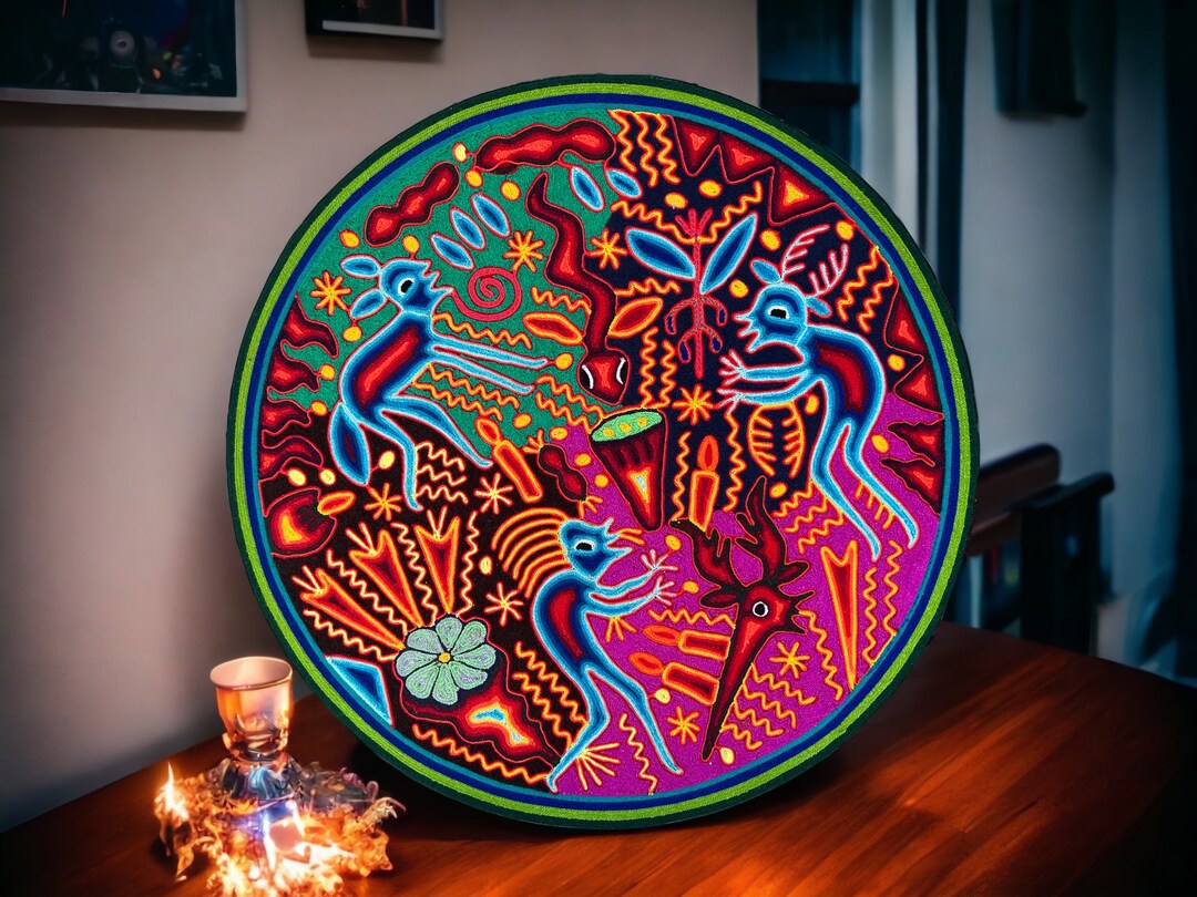 Huichol Yarn Painting Mexican Wall Art Wixarika Culture - Etsy