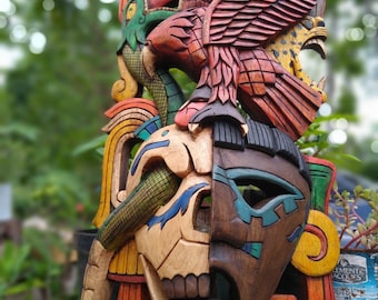 Prehispanic Wooden mask, Mayan culture, Mexican wall art, Hand carved ASK FOR CUSTOMIZE