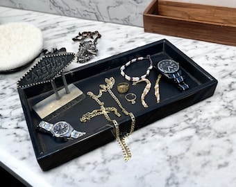 Marmor Esstisch, Marmor Tablett, Wein Servier Tablett, Waschtisch Tablett Badezimmer, Großes Servier Tablett, Marmor Schmuck Tablett, Schwarzes Marmor Tablett