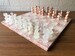 LARGE Chess set 13.77” x 13.77”, Marble Chess set in pink and white, Stone Chess Set, Chess set handmade 