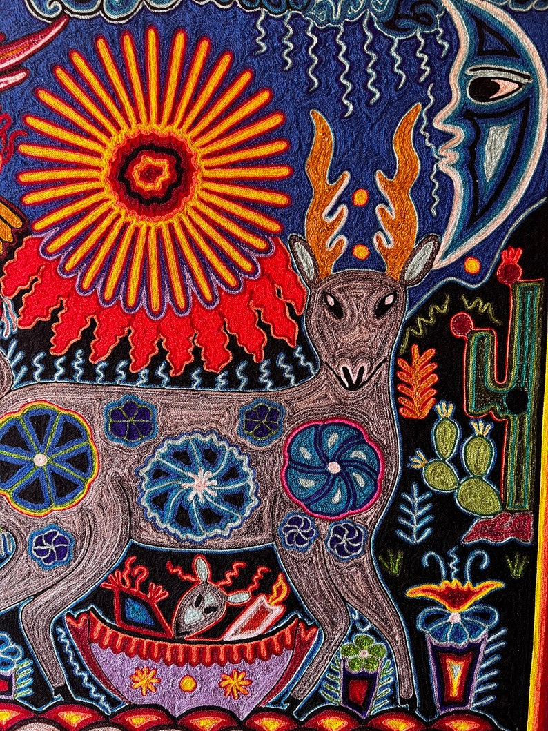 Huichol Yarn Painting Mexican Wall Art Wixarika Culture Etsy