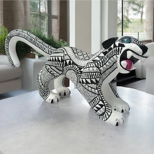 Jaguar Statue Mexican Folk Art Alebrije Sculpture, Wooden Panther Decoration Figurine, Made Of Wood Carved By Hand ASK FOR CUSTOMIZE