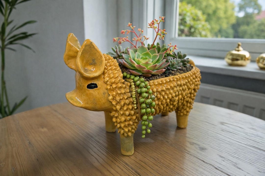 Handmade Glazed Pig Planter or Salsa Bowl From Michoacán, Mexican ...