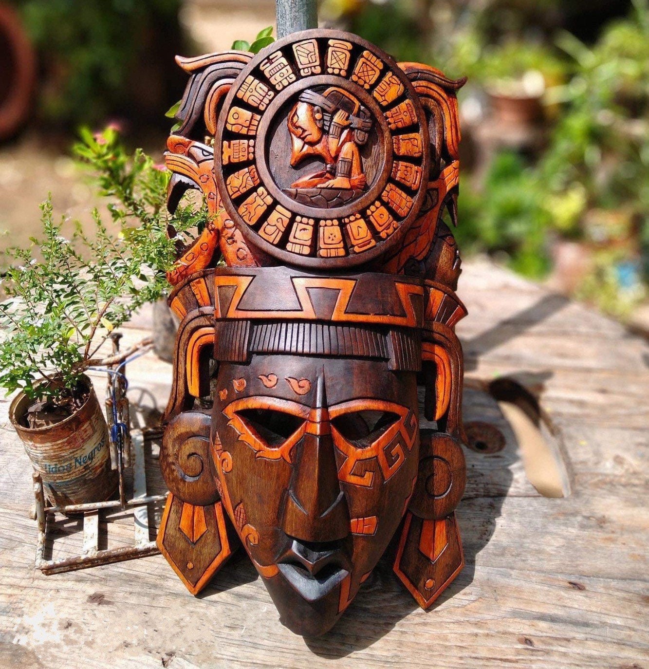 Maschera Tripla In Ceramica Tumi LAC | Commercio Equo, 25x25 Cm, Da Interno/esterno, Arte Messicana
