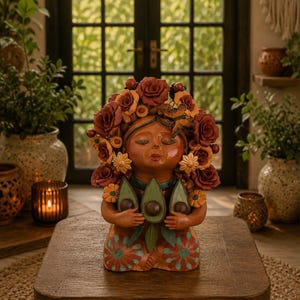 Pachamama-skulptur - Handgjord i Metepec Moder Jord-lerafigur, Spirituell folkkonst 07