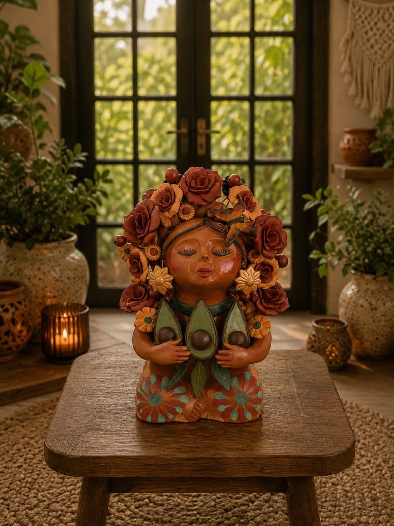 Pachamama-skulptur - Handgjord i Metepec Moder Jord-lerafigur, Spirituell folkkonst 07