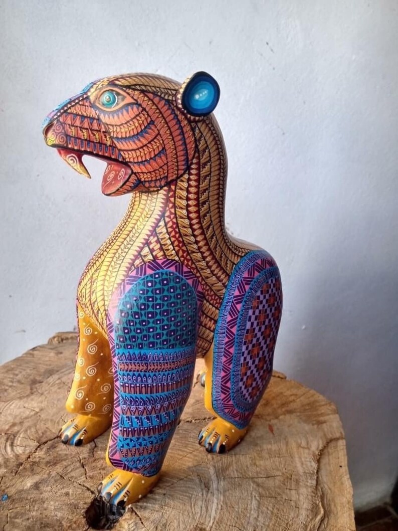 Jaguar Statue Mexican Folk Art Alebrije Sculpture Wooden | Etsy