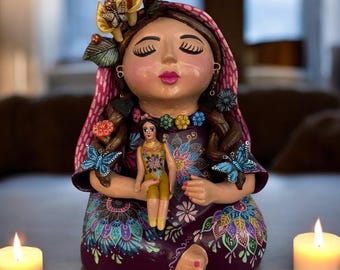 Virgin Mary Clay Pieces, Wall Hanging Ornaments, Mexican