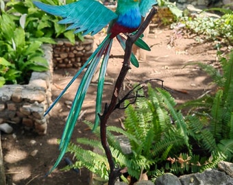 Quetzal Bird Authentic Oaxacan Wood Carving Statue Mexican Folk Art Alebrije Sculpture, Wooden  Decoration Figurine, Handmade Folk Art Piece