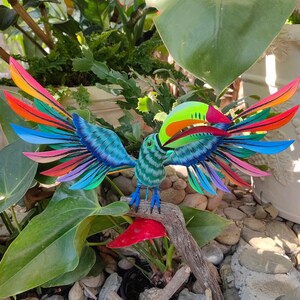 オオハシ鳥の像メキシコの芸術アレブリヘ彫刻、木製のオウムの装飾