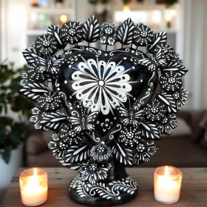 Árbol De La Vida Michoacán Decoración Mexicana, Árbol De La Vida Corazón Mexicano, Corazón Decorativo, Estatua del Corazón Decoración del Hogar Hecho a mano