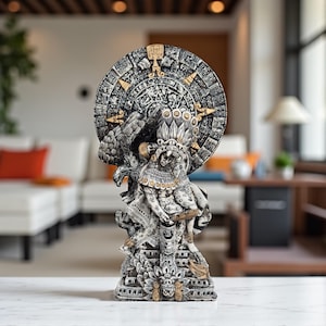 Mexican decoration, Kukulkan, Prehispanic, Chichen itza, Aztec calendar stone, Mexican statue, Popocatepetl e iztaccihuatl, Eternal love
