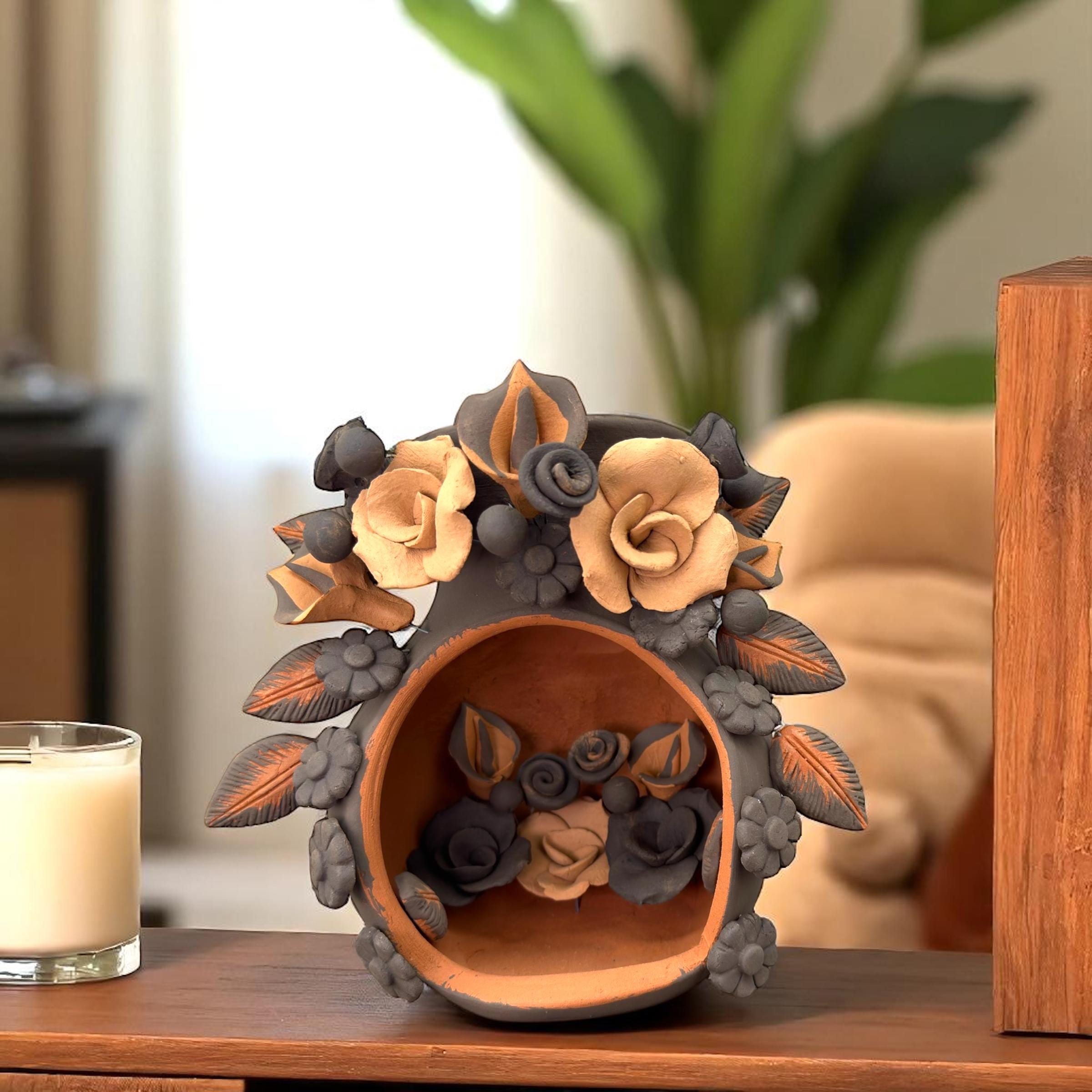 Filigrana Tealight Clay Mini Chimney, Candle Holder Artistic