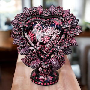 Decorazione messicana dell&#39;albero della vita Michoacán, cuore messicano Árbol De La Vida, cuore decorativo, statua del cuore Decorazioni per la casa realizzate a mano