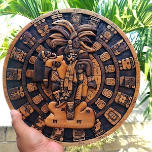 Prehispanic Mayan Art, Mayan calendar, Mexican painting, Popocatepetl and Iztaccihuatl, Wood carving, Handcrafted ASK FOR CUSTOMIZE