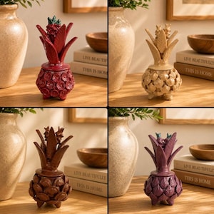 Piña esmaltada hecha de arcilla de Michoacán, cerámica de arte popular mexicano, hecha a mano por artesanos mexicanos.