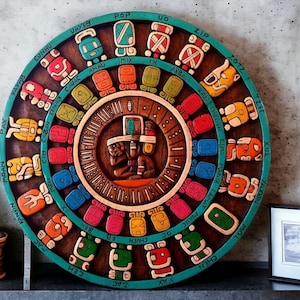 Arte Maya Prehispánico, Calendario Maya, Pintura Mexicana, Talla en Madera, Artesanal PEDIR PERSONALIZAR