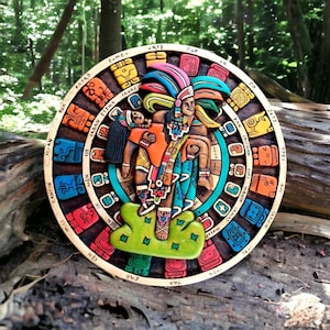 Prehispanic Mayan Art, Mayan calendar, Mexican painting, Popocatepetl and Iztaccihuatl, Wood carving, Handcrafted ASK FOR CUSTOMIZE