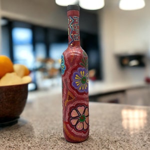 Flower Bottle Alebrije technique, Glass Mexican Decor Bottle, Tequila or Mezcal empty bottle Hand ASK FOR CUSTOMIZE