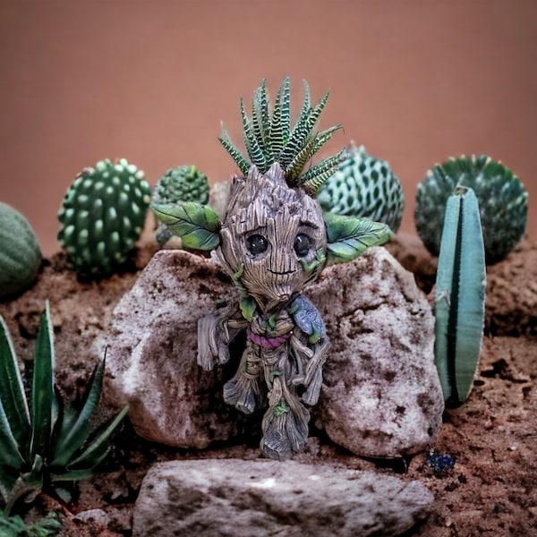 As Groot Planter Sculpture for Flowers, Cactus and Succulent Plants, Indoor or Outdoor Home Decor,  Modern Flower Pot, Log planter