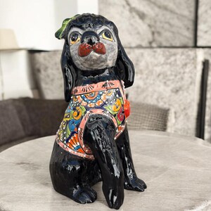 Talavera French Poddle, Ceramic dog, Talavera pottery, Mexican pottery, French Poddle statue, Dog sculpture