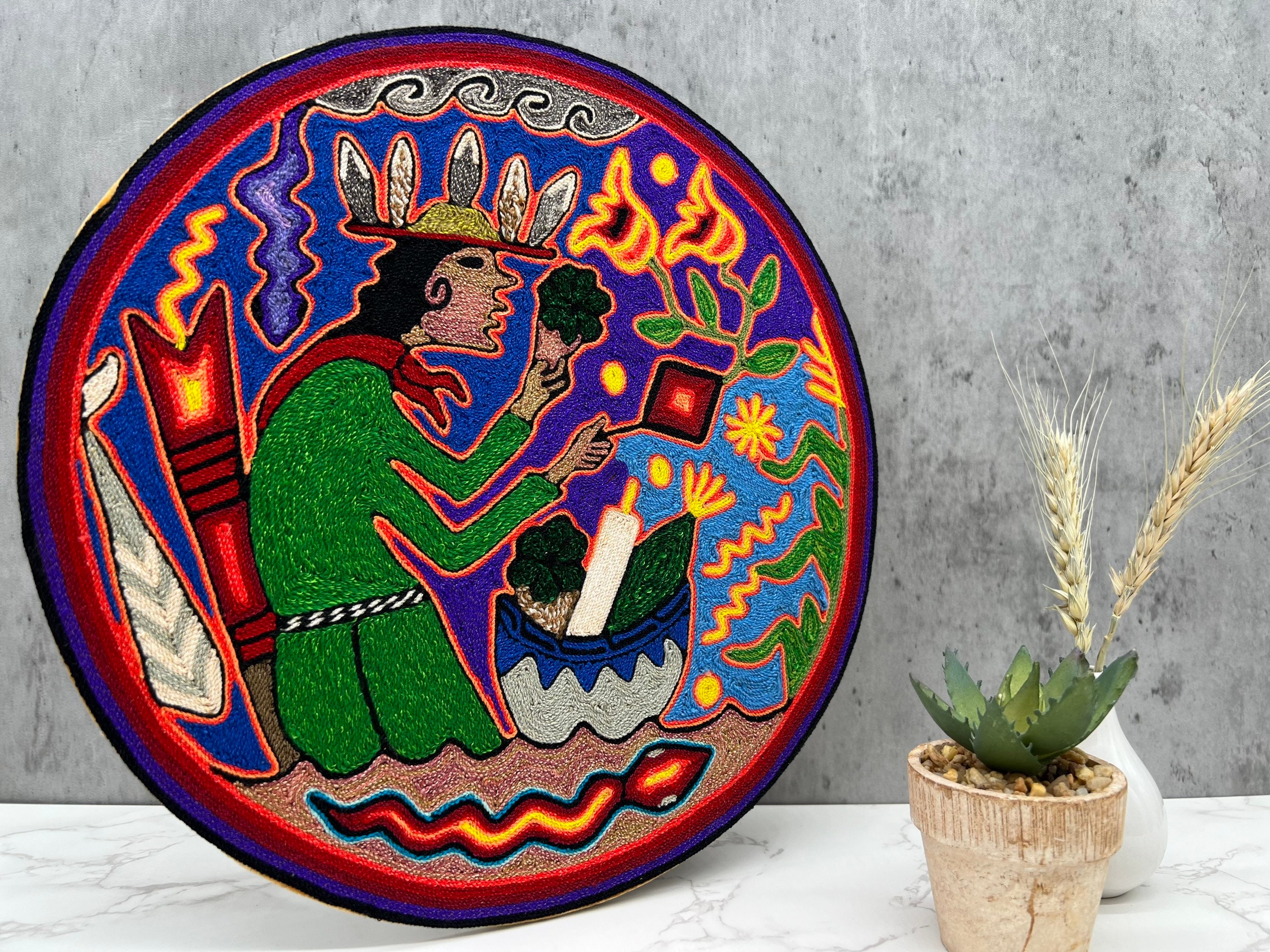 Huichol Yarn Painting Mexican Wall Art Wixarika Culture - Etsy