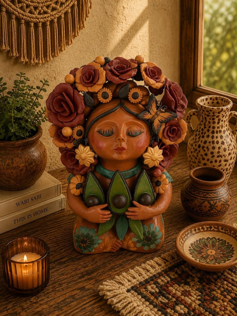Pachamama-skulptur - Handgjord i Metepec Moder Jord-lerafigur, Spirituell folkkonst 16