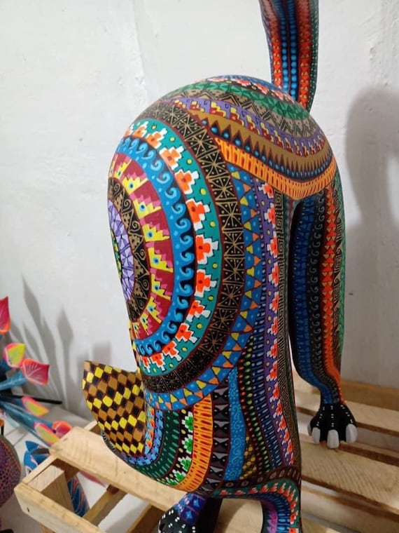猫の像 メキシコの民芸品 アレブリヘ彫刻 木製 メキシコの装飾